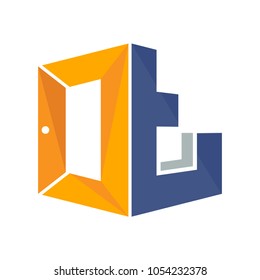 iconic logo with a combination of open door concept and initial letter O&T
