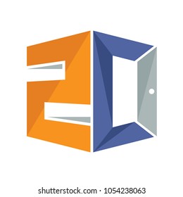 iconic logo with a combination of open door concept and initial letter Z&C