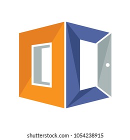 iconic logo with a combination of open door concept and initial letter O&C