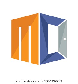 iconic logo with a combination of open door concept and initial letter M&C