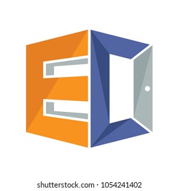 iconic logo with a combination of open door concept and initial letter E&C