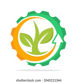 iconic logo with the concept of environmentally friendly industry, eco-friendly green technology