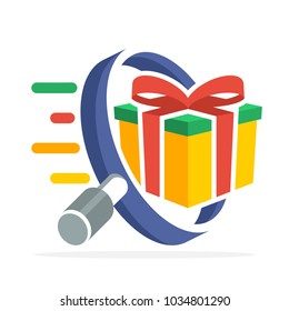 iconic logo with the concept of finding a gift