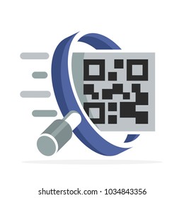 logotipo icónico con el concepto de búsqueda de etiqueta de código qr