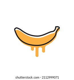 Iconic logo, the concept of the logo with the symbol of a banana. Can be used for food or beverage product logos made from banana