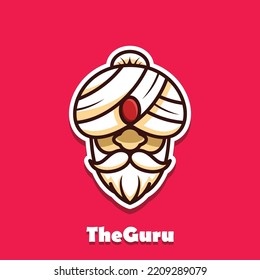 Iconic logo design featuring guru in cartoon style.