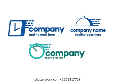  iconic logo design template for food delivery service of fast food restaurant | vector illustration