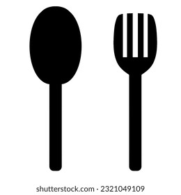 The iconic logo, silhouette, bowl, spoon and fork, also soup spoon. Kitchen set logo icon in the form of a simple patern 