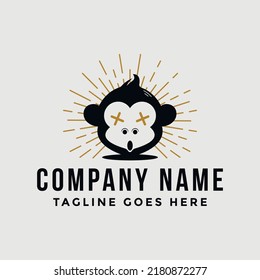 Iconic mascot logo for Brewery Company. Monkey mascot logo.