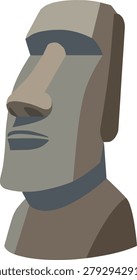 Iconic Moai Easter Island Stone Statue in Flat Vector Cartoon