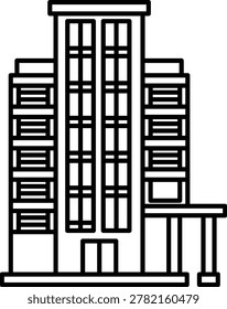 Iconic Modern Skyscraper Building with Multiple Floors and Detailed Windows, Vector Illustration