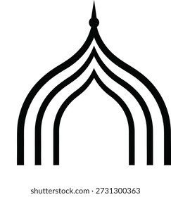 Símbolo icónico de la arquitectura de la mezquita con tres Diseños arqueados aislados en blanco
