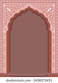 Iconic Mughal themed palace door illustration with intricate motifs