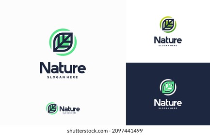 Plantilla de diseño del logotipo de la hoja de la naturaleza icónica, diseño del vector del logotipo de la hoja verde abstracta. Logo de diseño paisajístico, jardín, planta, naturaleza y vector ecológico
