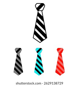 iconic Neck Tie, black with white, black with light black, light blue with black, red with light red.