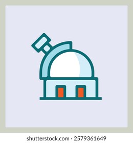 Iconic Observatory Symbol with Telescopic Dome and Rectangular Base Design Illustration