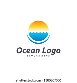 Iconic Ocean Logo designs vector, Sea Logo template