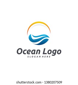 Iconic Ocean Logo designs vector, Sea Logo template