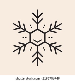 Iconic outline cute vector hexagon snowflake with smile.
