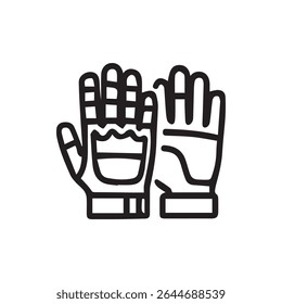 Iconic outline illustration showcases protective gloves often utilized in sports, offering safety and enhanced grip during active play