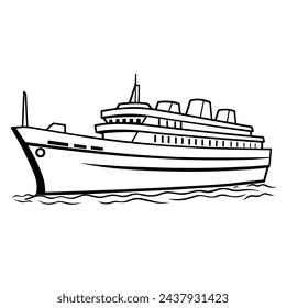 Iconic outline representation of a boat in vector format.
