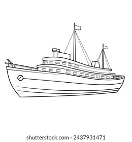 Iconic outline representation of a boat in vector format.