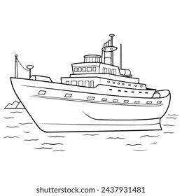 Iconic outline representation of a boat in vector format.