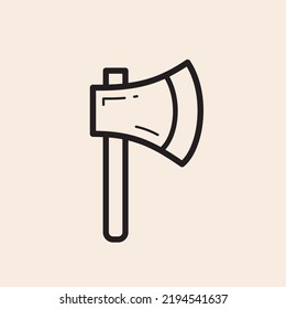 Iconic Outline Vector Axe With Head And Handle.