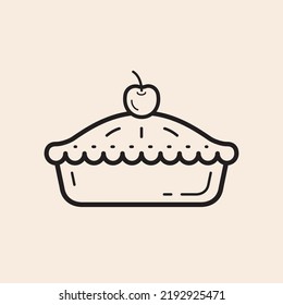 Torta vectorial de contorno icónico con líneas de cereza y reflexión.