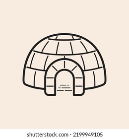 Iconic outline vector igloo with reflex lines.