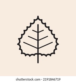 Iconic outline vector linden leaf with veins lines.
