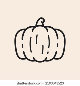 Iconic outline vector pumpkin with cute reflection lines.