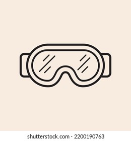 Iconic outline vector snow goggles with reflex lines.