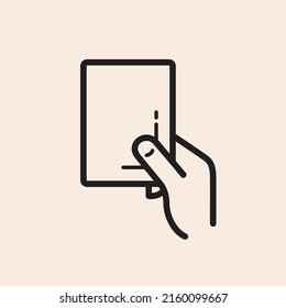 Iconic outline vector soccer - football referee hand with card. Ready to use in multiple projects like websites, apps, shops, videos, games, sport equipment, marketing among others.