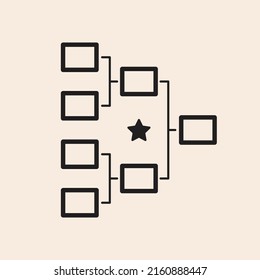 Iconic Outline Vector Sport Playoffs Chart. Ready To Use In Multiple Projects Like Websites, Apps, Shops, Videos, Games, Sport Equipment, Marketing Among Others.