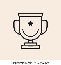 Iconic outline vector sport trophy cup with star. Ready to use in multiple projects like websites, apps, shops, videos, games, sport equipment, marketing among others.