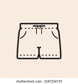 Iconic outline vector swim trunks with laces and pockets.