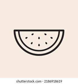 Iconic outline vector watermelon with seeds.