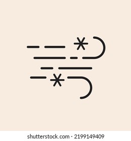 Iconic outline vector wind and snowflakes with speed lines.