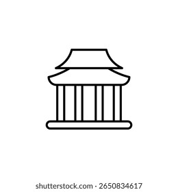 Iconic Pagoda Structure, Elegant Minimalist Asian Building Design Outline