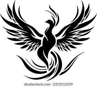 iconic phoenix bird vector logo