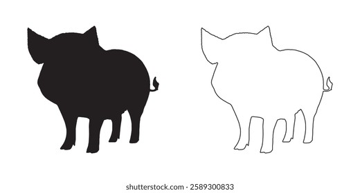 Iconic Pig Silhouette - Smooth and Professional Pig Vector
