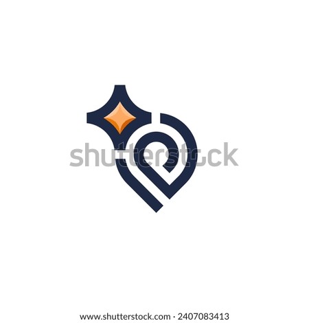Iconic Place, Map Pin with letter P and star Logo Design Vector