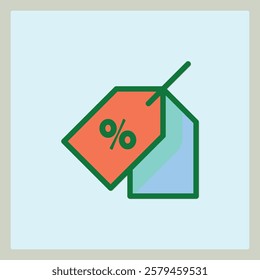 Iconic price tag design with bold orange and percentage symbol for discount announcements