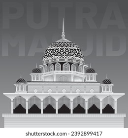 Iconic Putra Mosque aglow at sunset, a must-see landmark in Malaysia. most famous tourist attraction