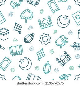 Iconic Ramadan Iconic Patterns. Ramadan Kareem icons set of Arabian.Seamless pattern.