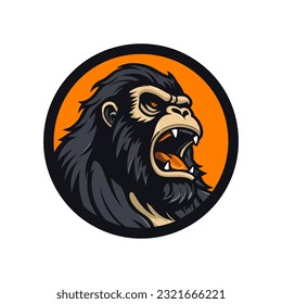 An iconic and recognizable howling gorilla vector clip art illustration, symbolizing power, dominance, and freedom, suitable for sports team logos, wildlife conservation campaigns, and bold graphic pr