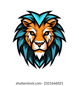 An iconic and recognizable lion mascot logo vector clip art illustration, symbolizing courage and determination, suitable for school mascots, sports teams, and competitive organizations