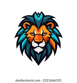 An iconic and recognizable lion mascot logo vector clip art illustration, symbolizing courage and determination, suitable for school mascots, sports teams, and competitive organizations