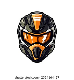 An iconic and recognizable motocross logo helmet vector clip art illustration, symbolizing speed, agility, and the thrill of the race, suitable for motocross events, advertising, and sportswear design